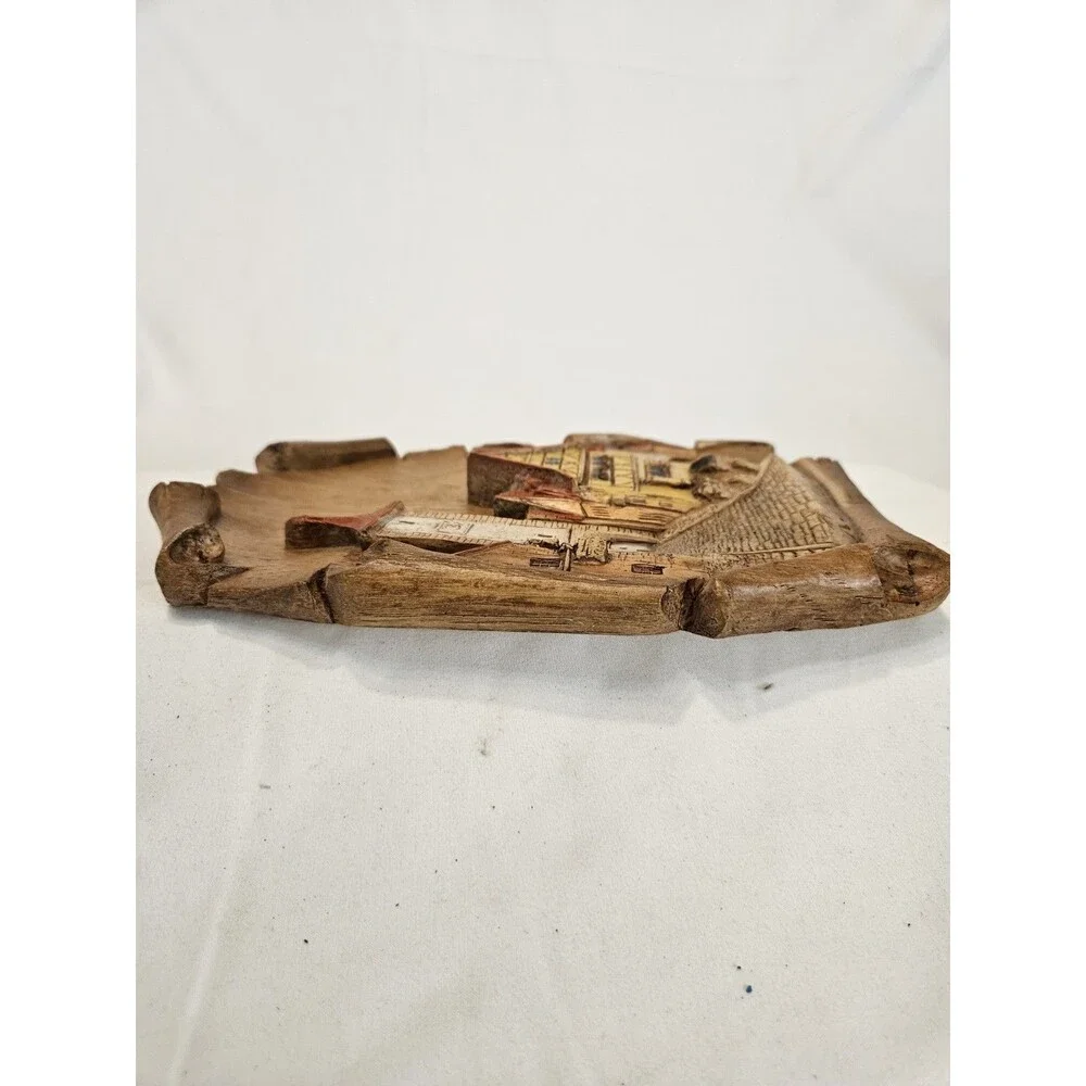 Vintage 3D Carved Resin Plonlein Rothenburg Germany Scroll Picture Souvenir